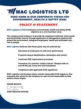 safety mac logistics vision health harm zero corporate environment